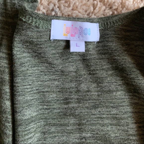 LuLaRoe heathered olive green sarah duster L - Picture 4 of 5